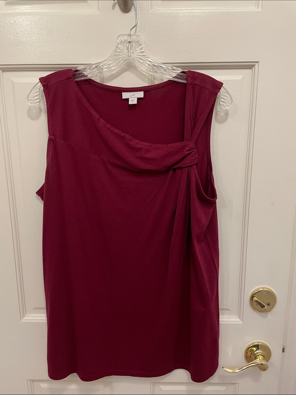 J.Jill Knot Shoulder sleeveless top in Cranberry, size L